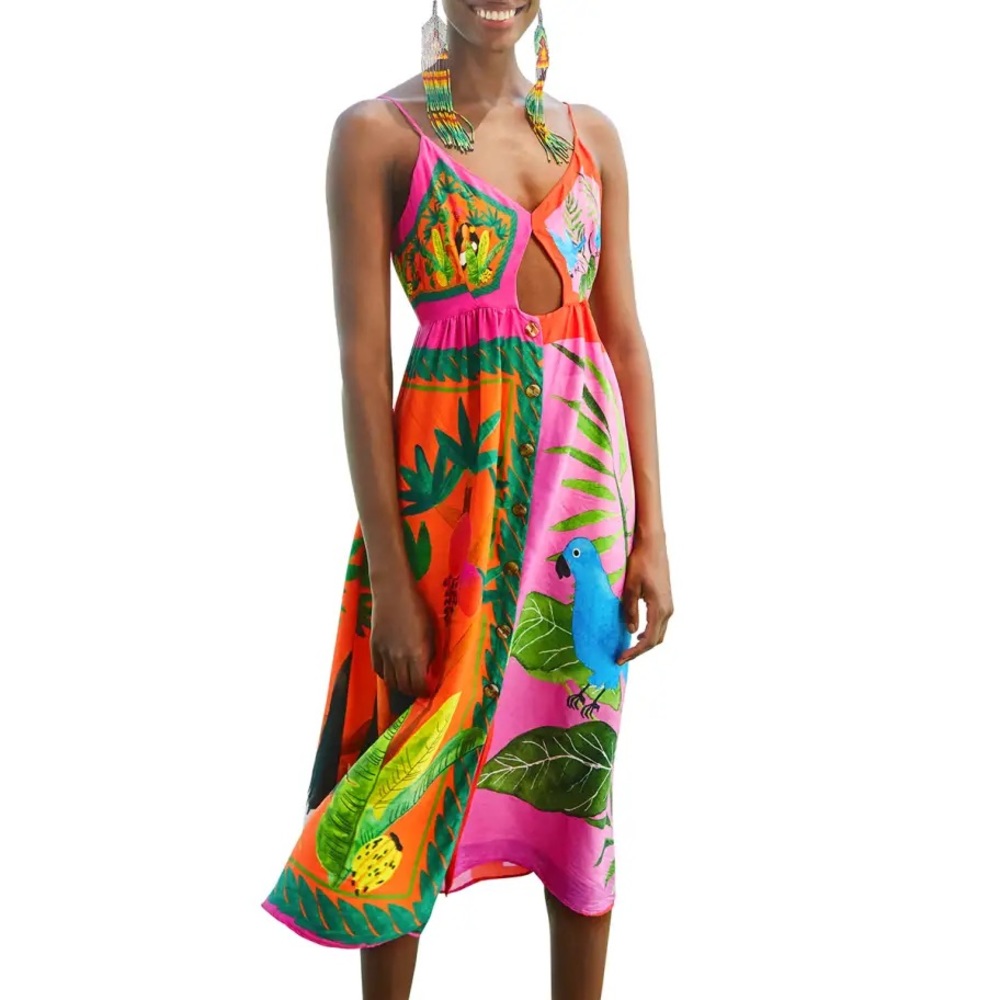 FARM Rio Double Scarves Midi Dress